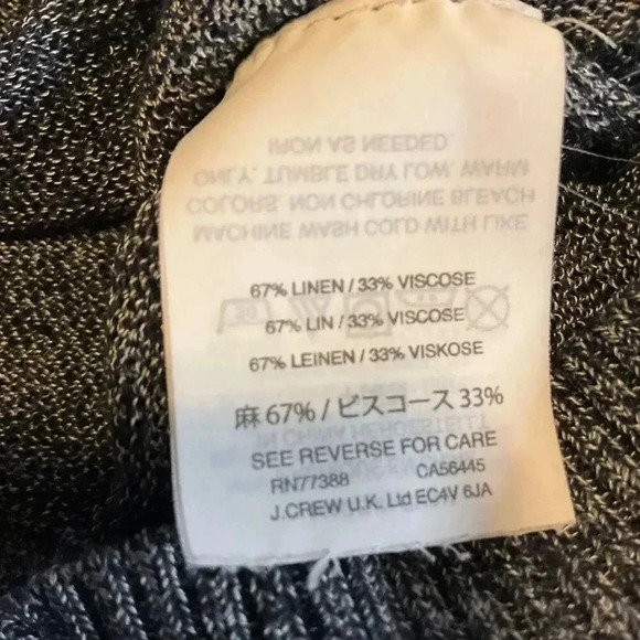 J.Crew Womens Charcoal Gray Thin Long Sleeve Crew Neck Linen Viscose Sweater XS - Picture 3 of 7